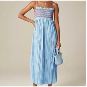 J Crew Catania Crinkled Dress S NWT Blue Red Smocked CL095 J.Crew Travel Beach